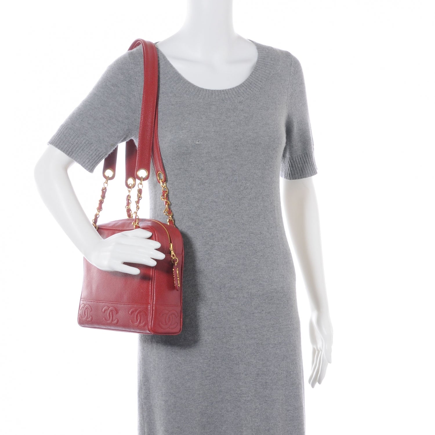 Chanel Caviar CC Shoulder Bag Red 2 of 5