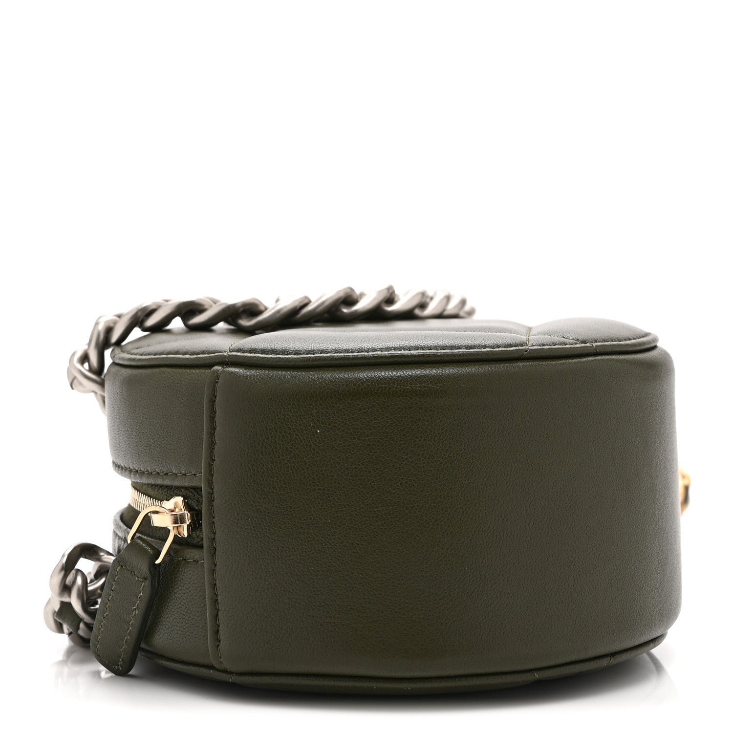 Chanel Lambskin Quilted Chanel 19 Round Clutch With Chain Green 4 of 10