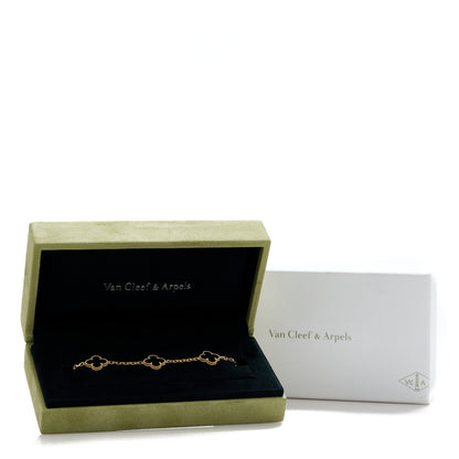 Van Cleef & Arpels 18K Yellow Gold Black Onyx 5 Motifs Vintage Alhambra Bracelet 6 of 6