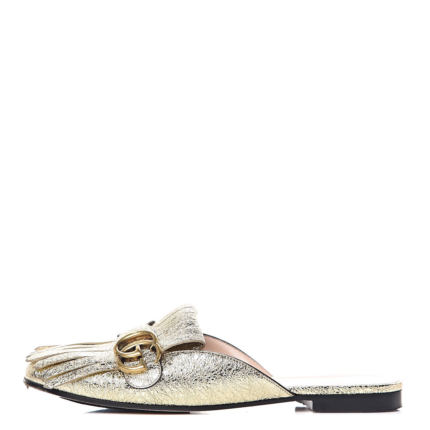 Gucci Galassia Womens GG Marmont Fringe Slippers 38.5 Platino 1 of 13