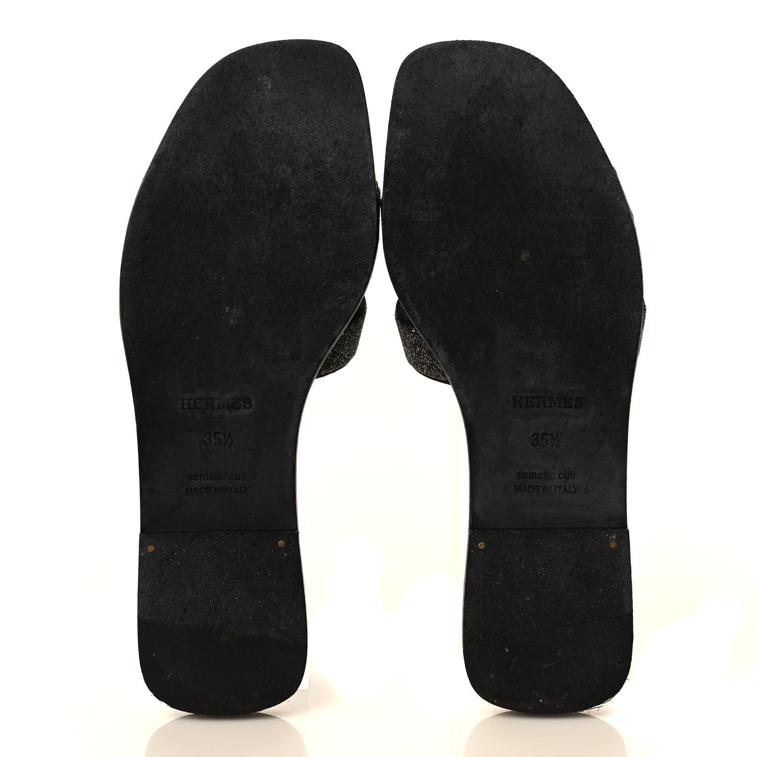 Hermes Suede Goatskin Crystal Powder Oran Sandals 35.5 Black 5 of 11