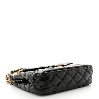 Chanel Shiny Crumpled Calfskin Quilted Small Wavy CC Hobo Black 4 of 11