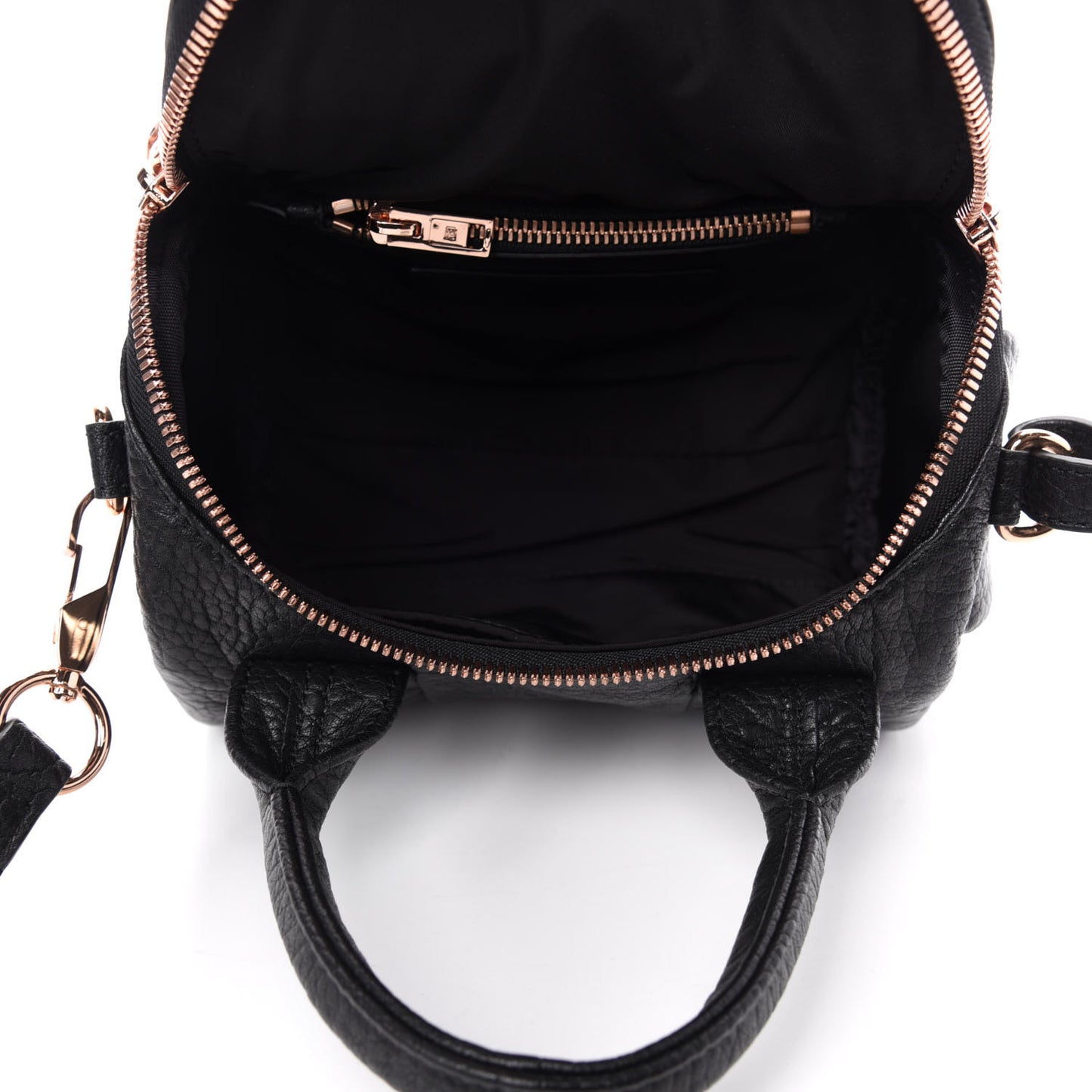 Pebbled Lambskin Mini Rockie Black Rose Gold Hardware