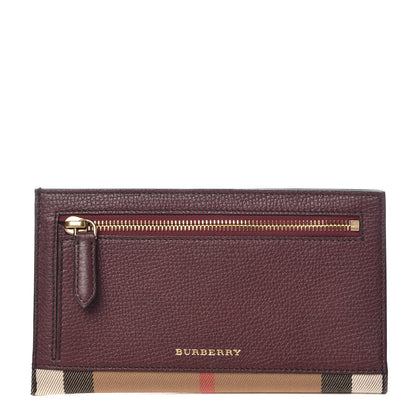 Burberry Grainy Calfskin House Check Simon Travel Wallet Wine 1 of 9
