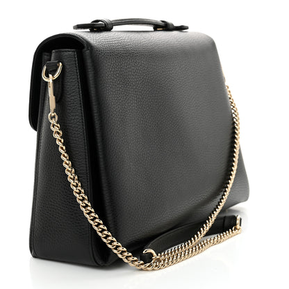 Gucci Dollar Calfskin Medium Interlocking G Top Handle Shoulder Bag Black 3 of 12