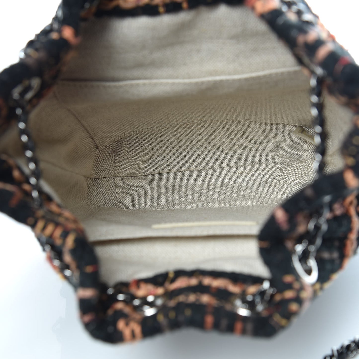 Tweed Calfskin Quilted Small Gabrielle Bucket Black Brown Orange