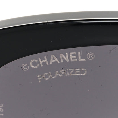 Chanel Acetate Oval Sunglasses 5524 Black Beige 7 of 8