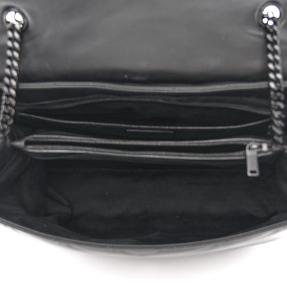 Saint Laurent Calfskin Y Quilted Monogram Monochrome Large Loulou Chain Satchel Black 5 of 13