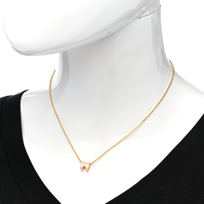 Hermes Lacquered Gold Mini Pop H Pendant Necklace Rose Dragee 2 of 7