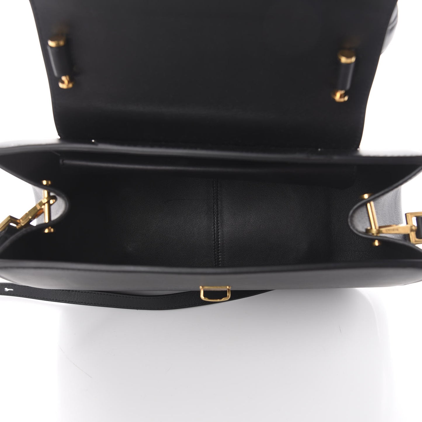 Vitello Barocco Virtus Small Top Handle Shoulder Bag Black