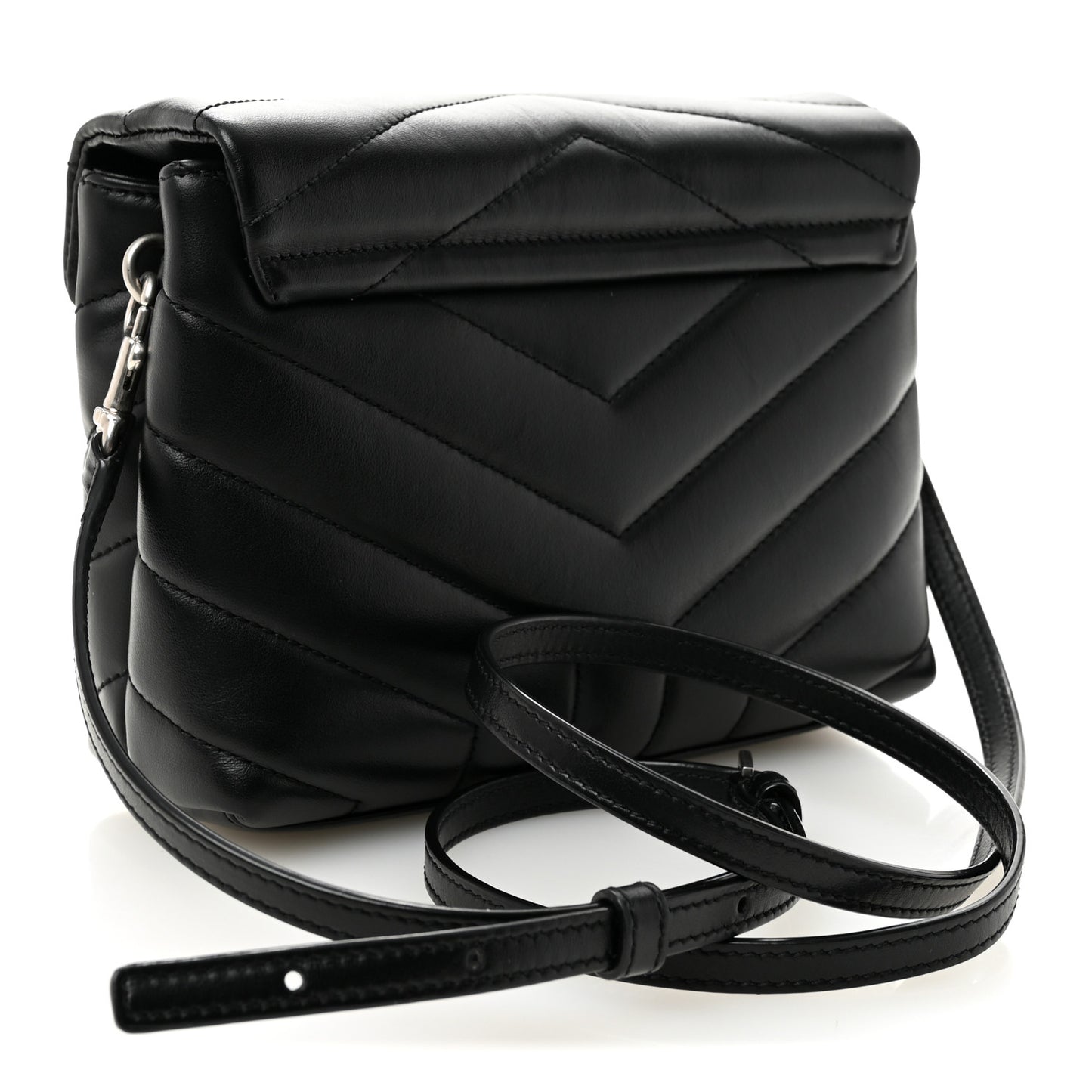 Calfskin Y Quilted Monogram Toy Loulou Crossbody Bag Black
