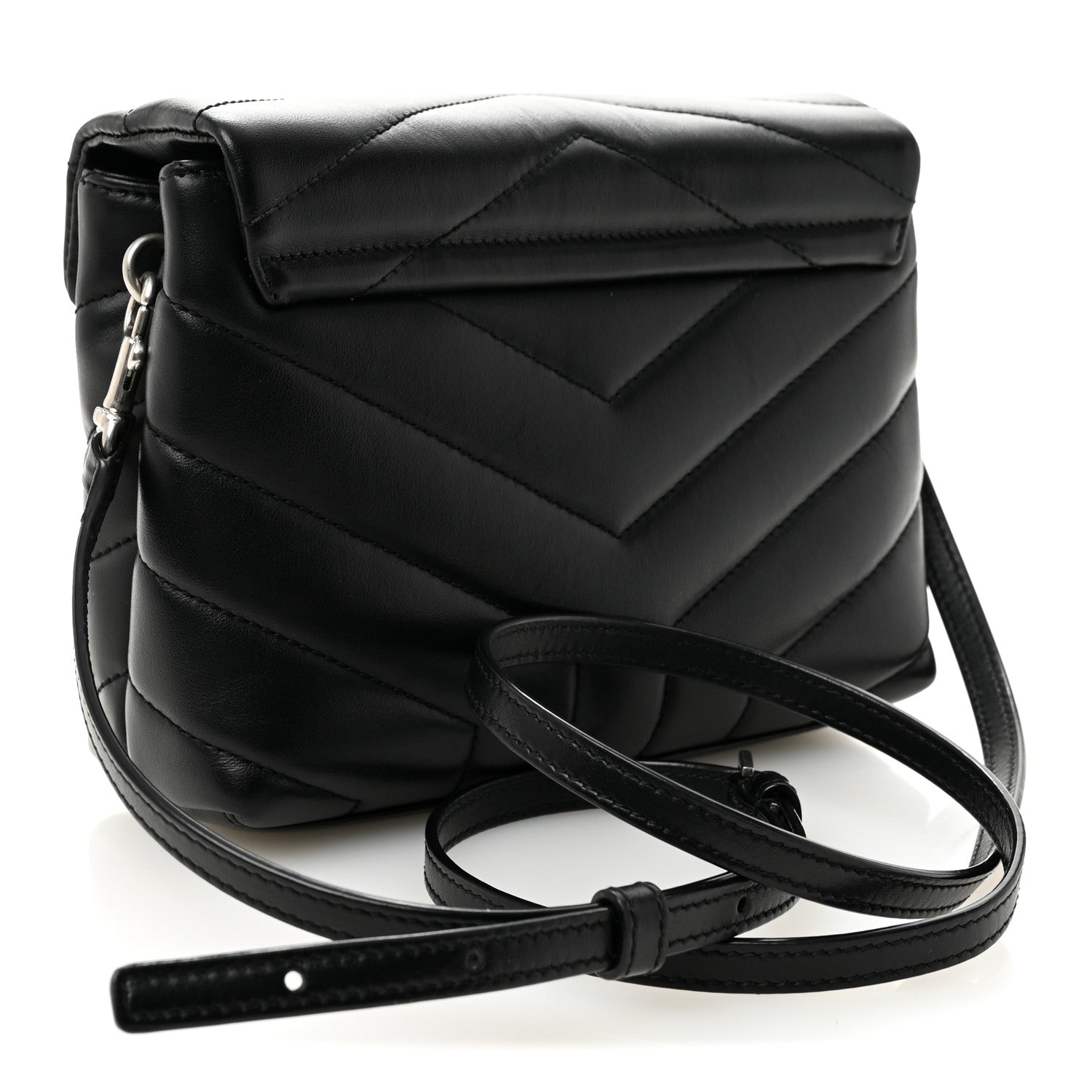 Saint Laurent Calfskin Y Quilted Monogram Toy Loulou Crossbody Bag Black 2 of 9