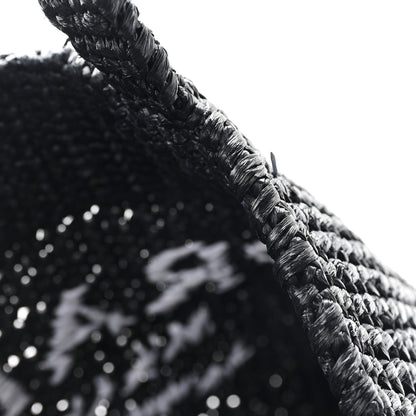 Prada Yarn Raffia Effect Crochet Large Logo Tote Black 11 of 11