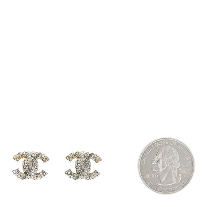 Chanel Crystal Pearl Twisted CC Earrings Silver 2 of 4