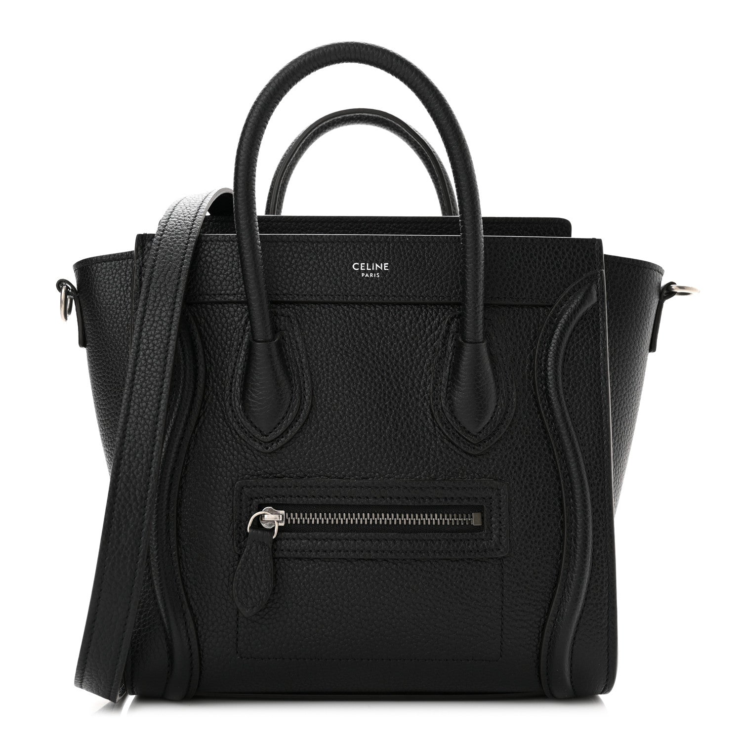 Celine Drummed Calfskin Nano Luggage Black 1 of 11