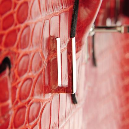 Hermes Matte Porosus Crocodile Birkin 35 Bougainvillea 20 of 23