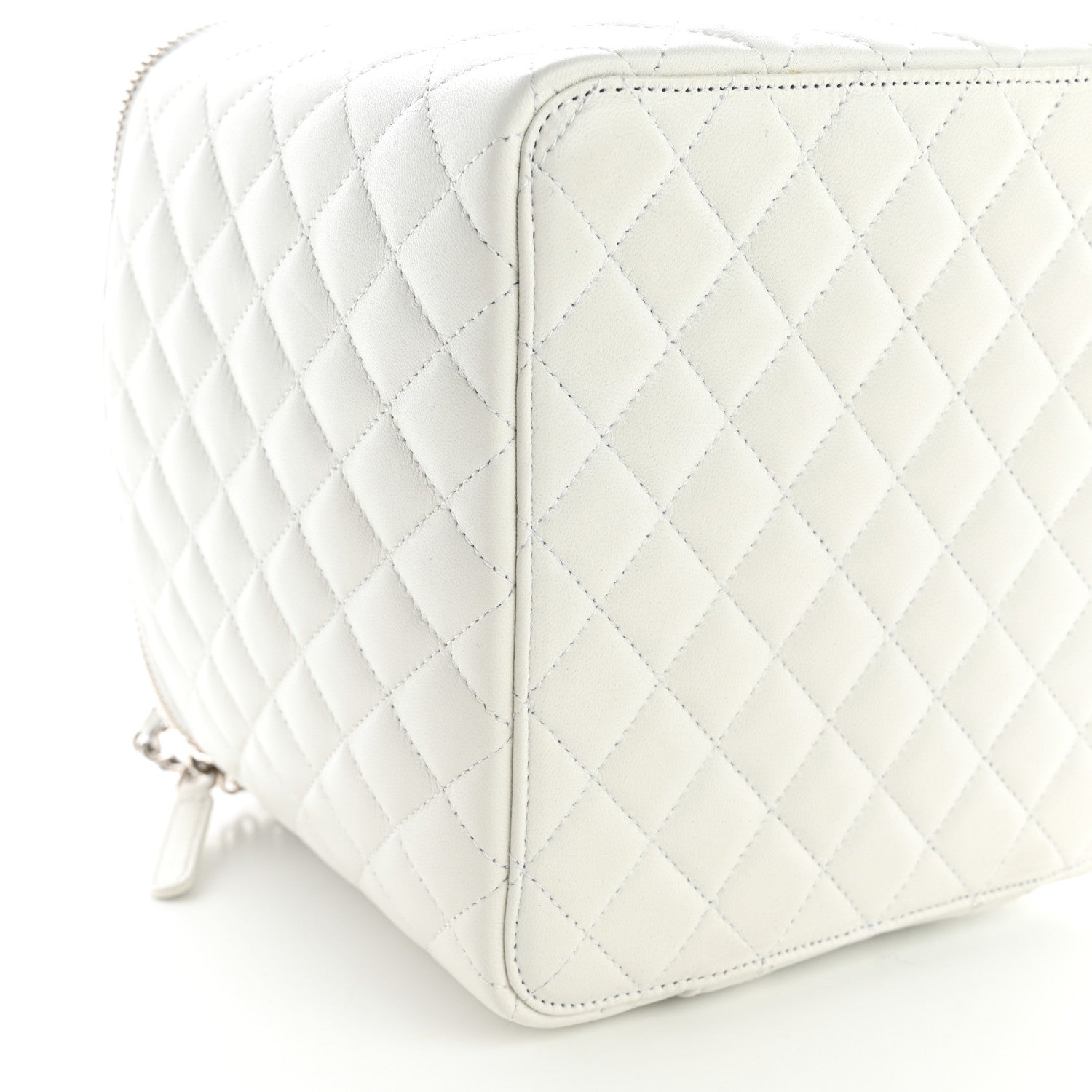 Chanel Lambskin Quilted Large Top Handle Jewelry Box With Chain White 10 of 18
