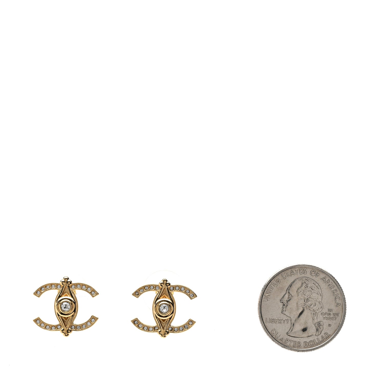 Crystal Bezel CC Earrings Gold