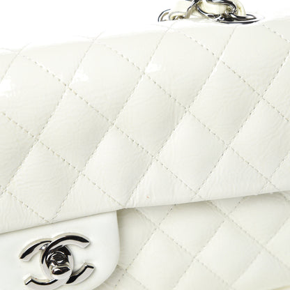 Chanel Distressed Patent Calfskin Quilted East West Flap White 13 of 16