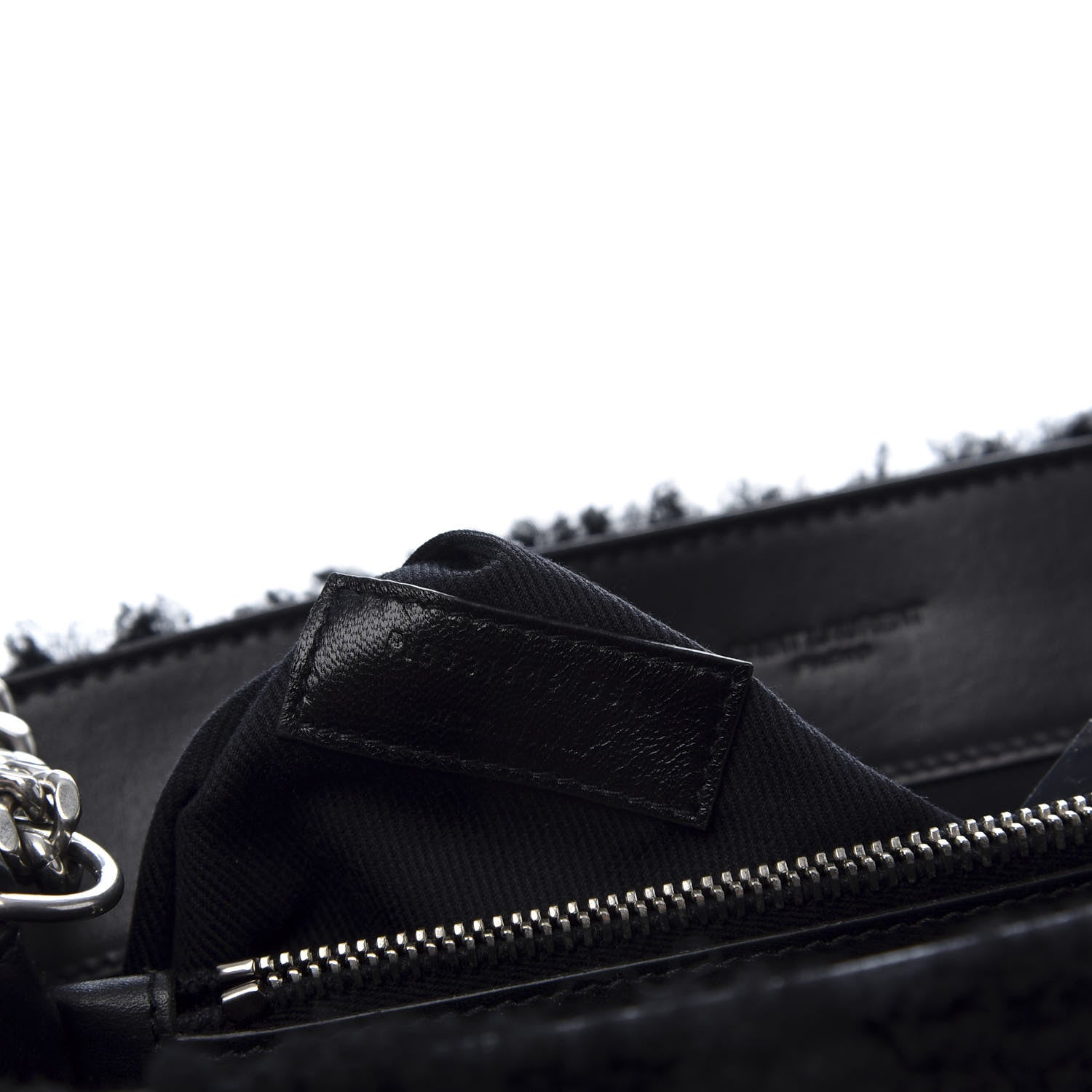 Saint Laurent Shearling Medium Loulou Shoulder Bag Black 10 of 13