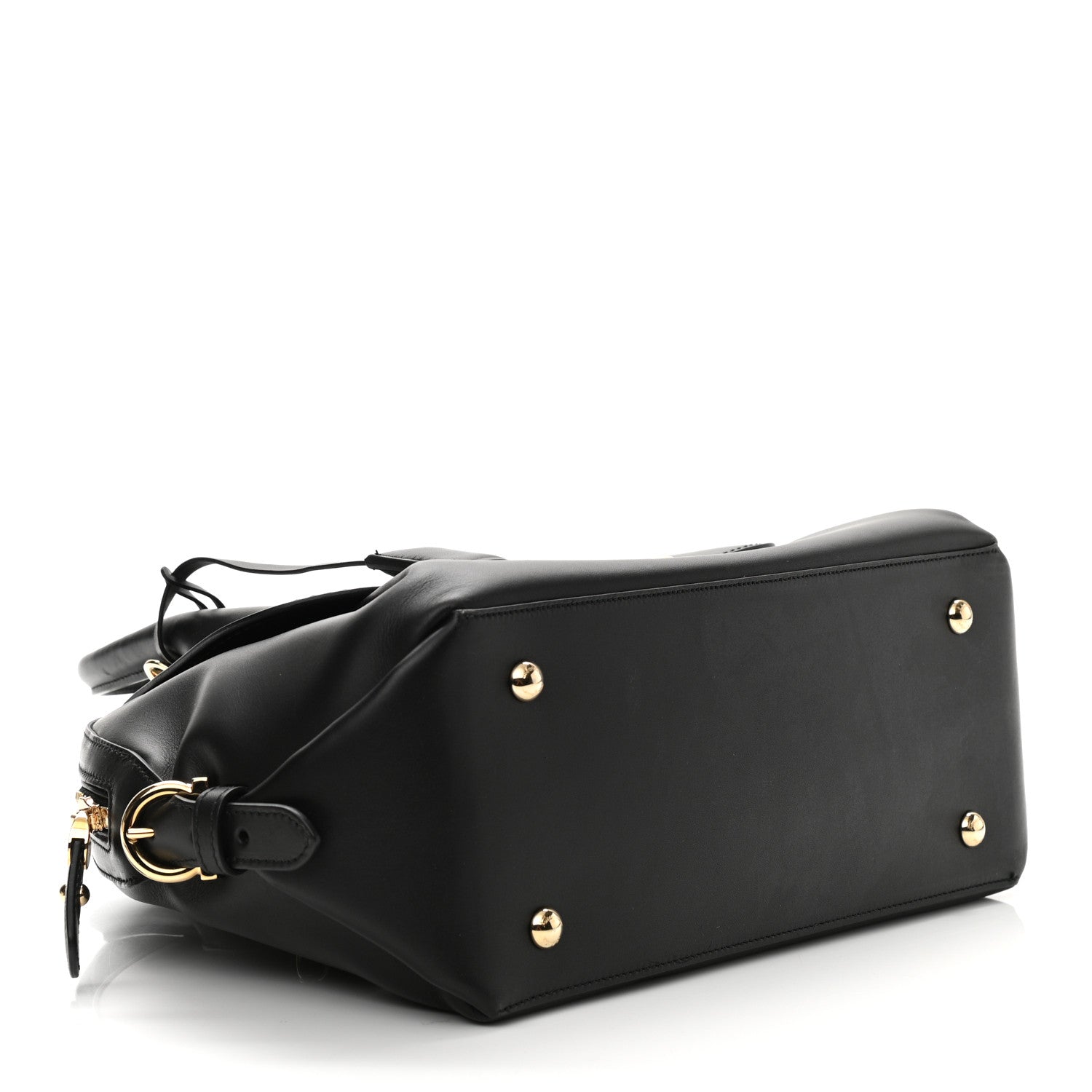 Salvatore Ferragamo Calfskin Fiamma Bag Black 4 of 11