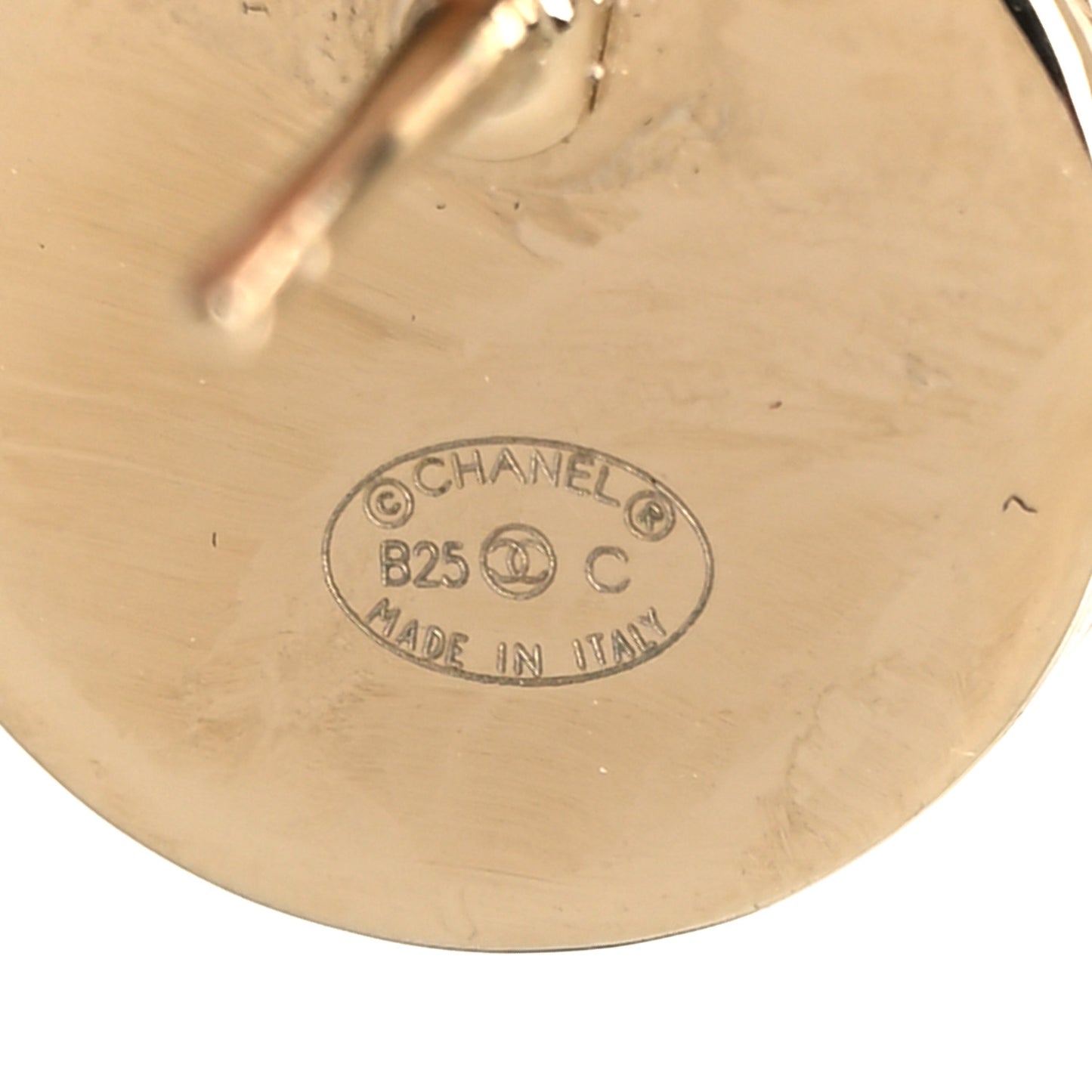 Metal Round CC Earrings Gold