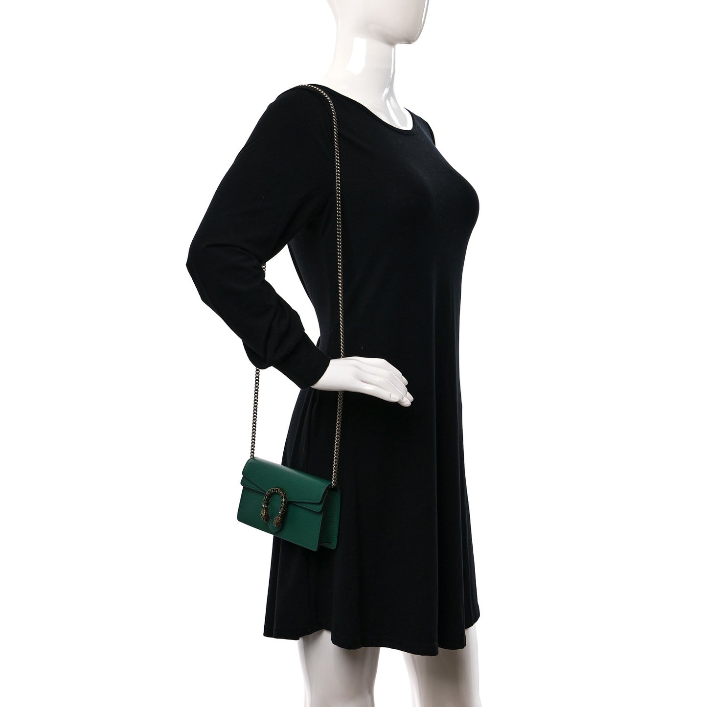 Dollar Calfskin Crystal Super Mini Dionysus Shoulder Bag Emerald