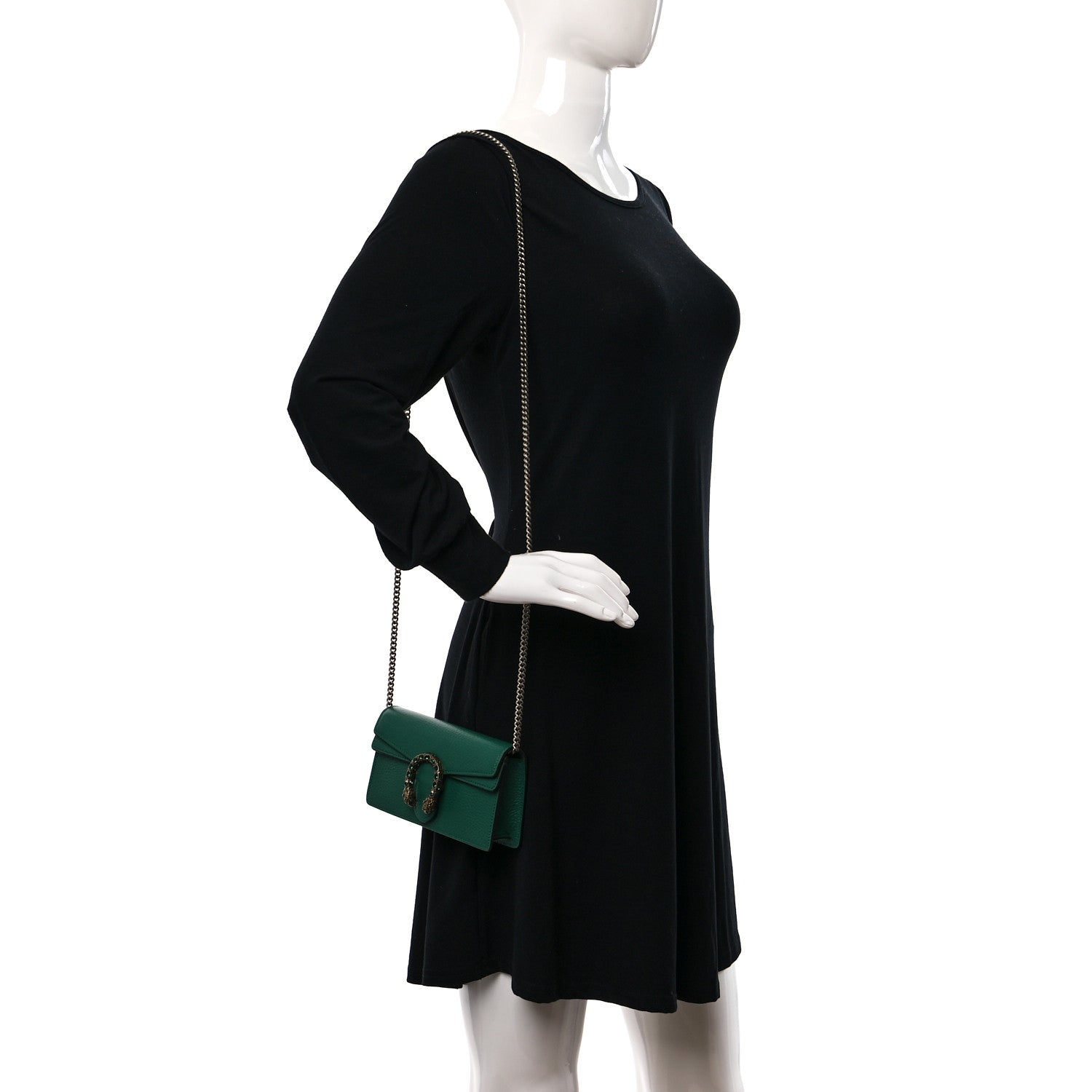 Gucci Dollar Calfskin Crystal Super Mini Dionysus Shoulder Bag Emerald 2 of 8
