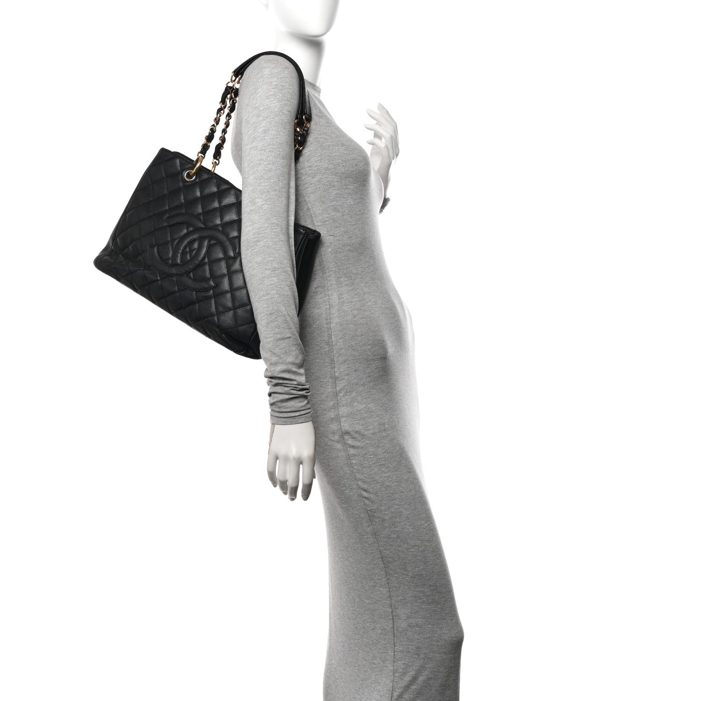 Caviar Quilted Grand Shopping Tote GST Black