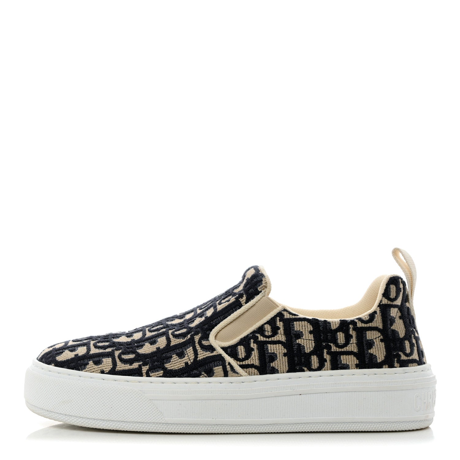 Christian Dior Canvas Oblique Embroidered Womens Solar Slip On Sneakers 37 Deep Blue 1 of 9