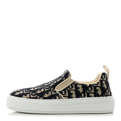 Christian Dior Canvas Oblique Embroidered Womens Solar Slip On Sneakers 37 Deep Blue 1 of 9