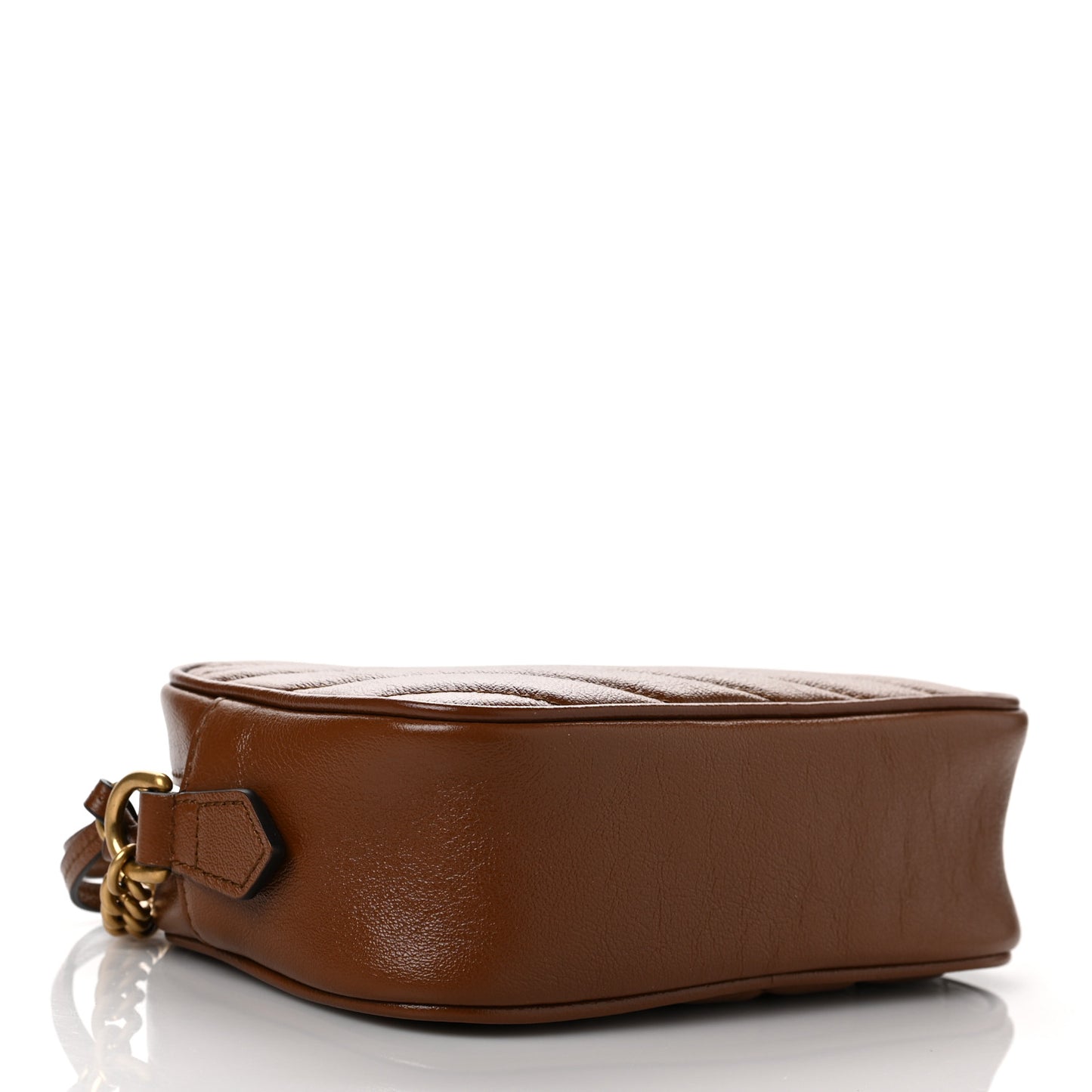 Glazed Calfskin Matelasse Diagonal Mini GG Marmont Chain Shoulder Bag Cuir