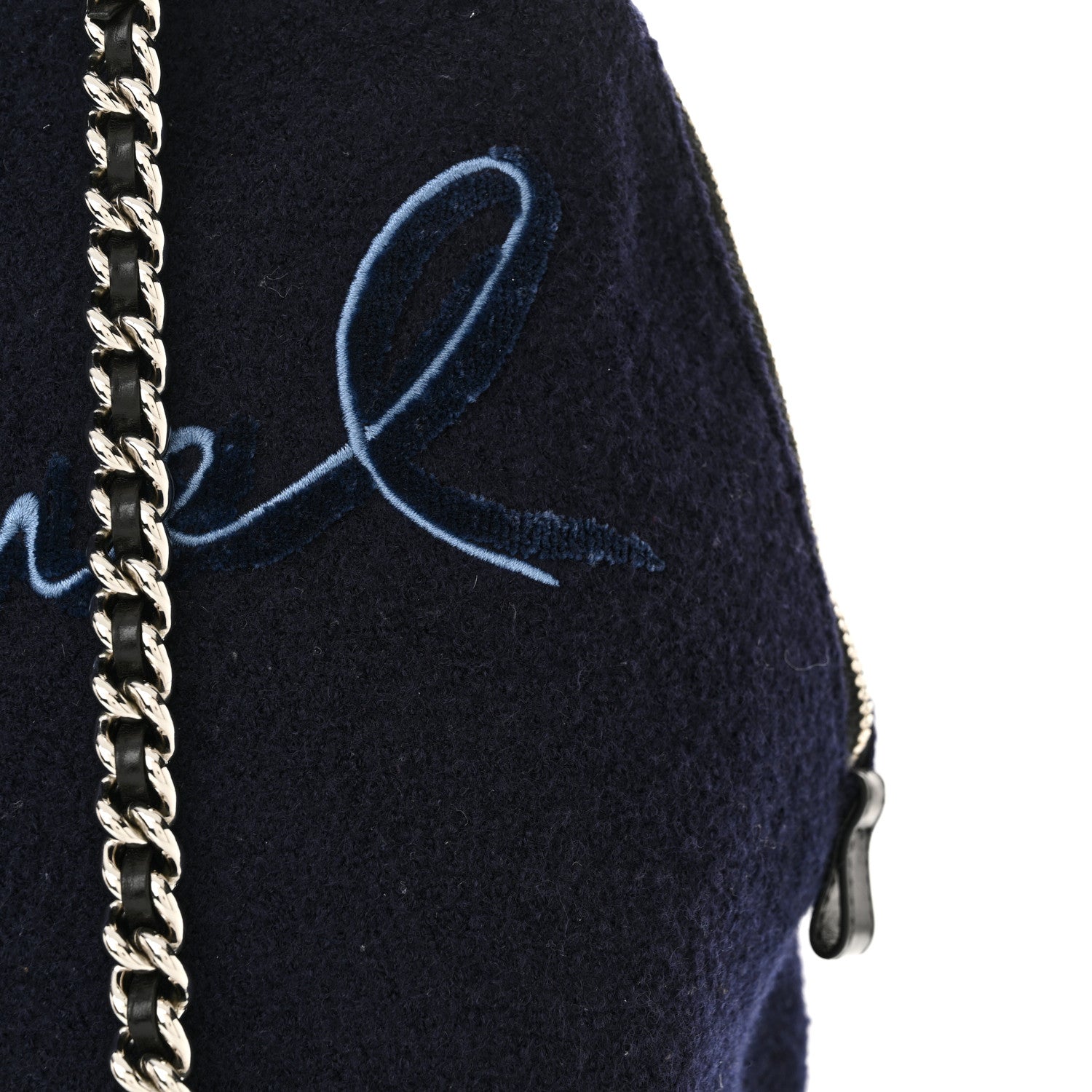 Chanel Wool Calfskin Embroidered Paris Hamburg Large Shopping Bag Blue 11 of 14