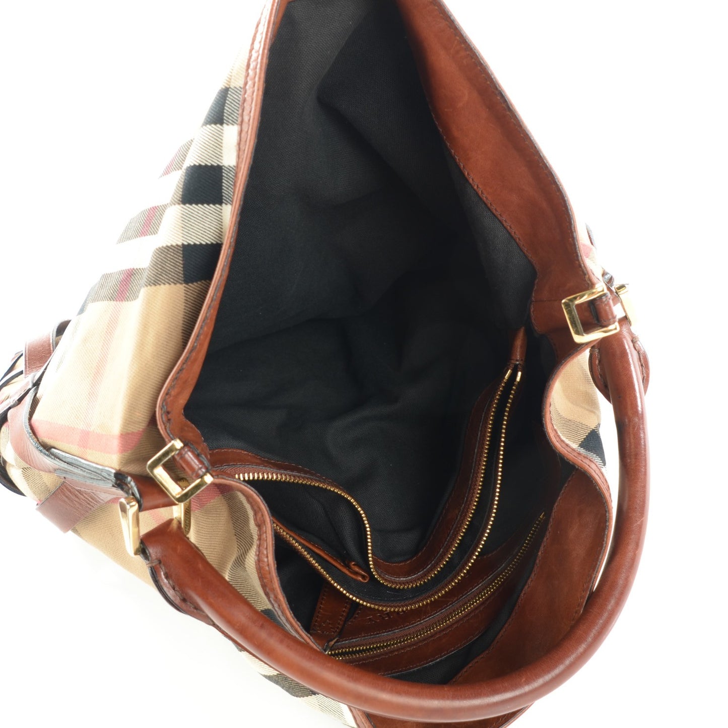 House Check Bridle Calfskin Medium Gosford Hobo Dark Tan