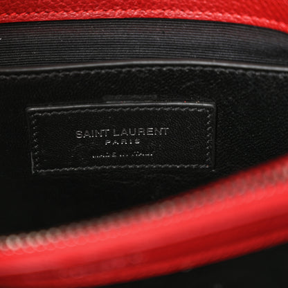 Saint Laurent Sheepskin Matelasse Chevron Monogram Medium College Bag Rouge 7 of 12