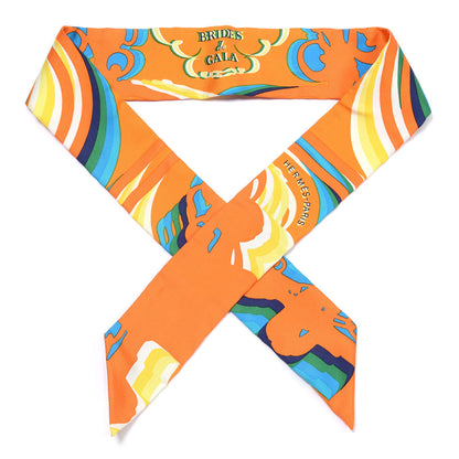 Hermes Silk Brides De Gala Shadow Twilly Orange Jaune Turquoise 1 of 4