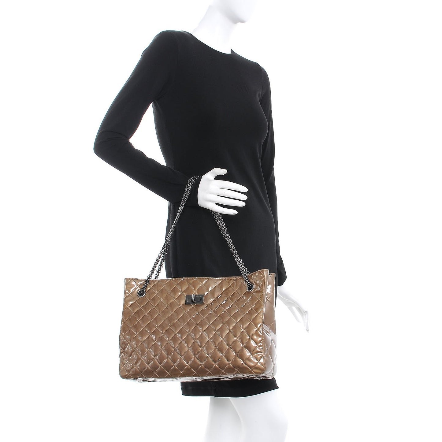 Patent Calfskin Quilted Reissue 2.55 Tote Khaki