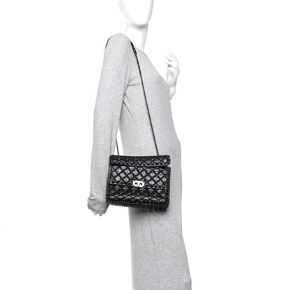 Valentino Garavani Craquele Nappa Medium Rockstud Spike Shoulder Bag Black 2 of 9
