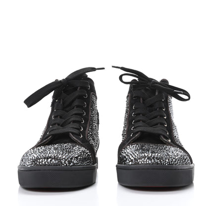 Christian Louboutin Womens Veau Velours Strass Louis Flat Sneakers 38.5 Black Silver 2 of 8