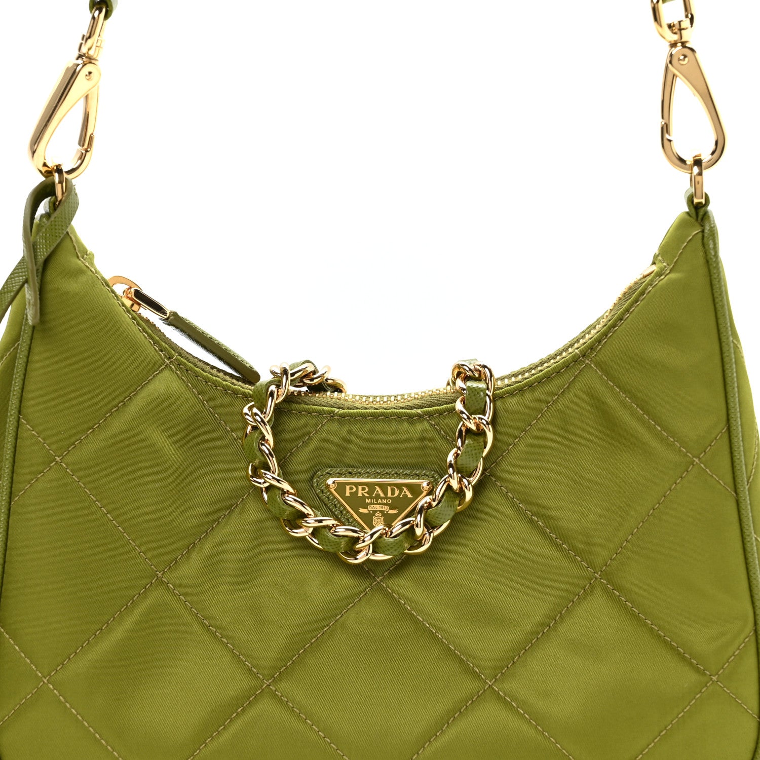 Prada Re-Nylon Saffiano Stitched Mini Re-Edition 1995 Chaine Shoulder Bag Edera 8 of 11