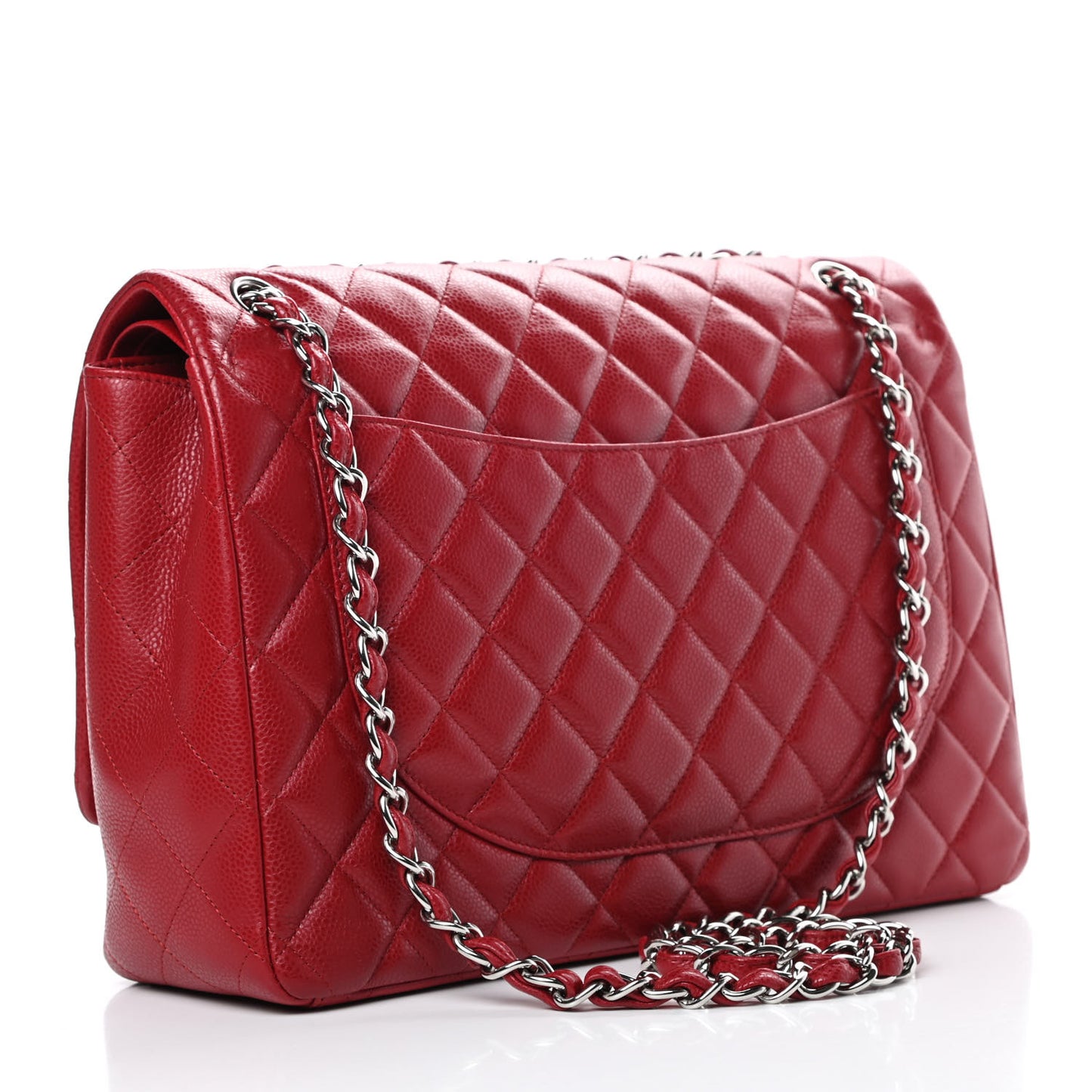 Caviar Quilted Maxi Double Flap Red