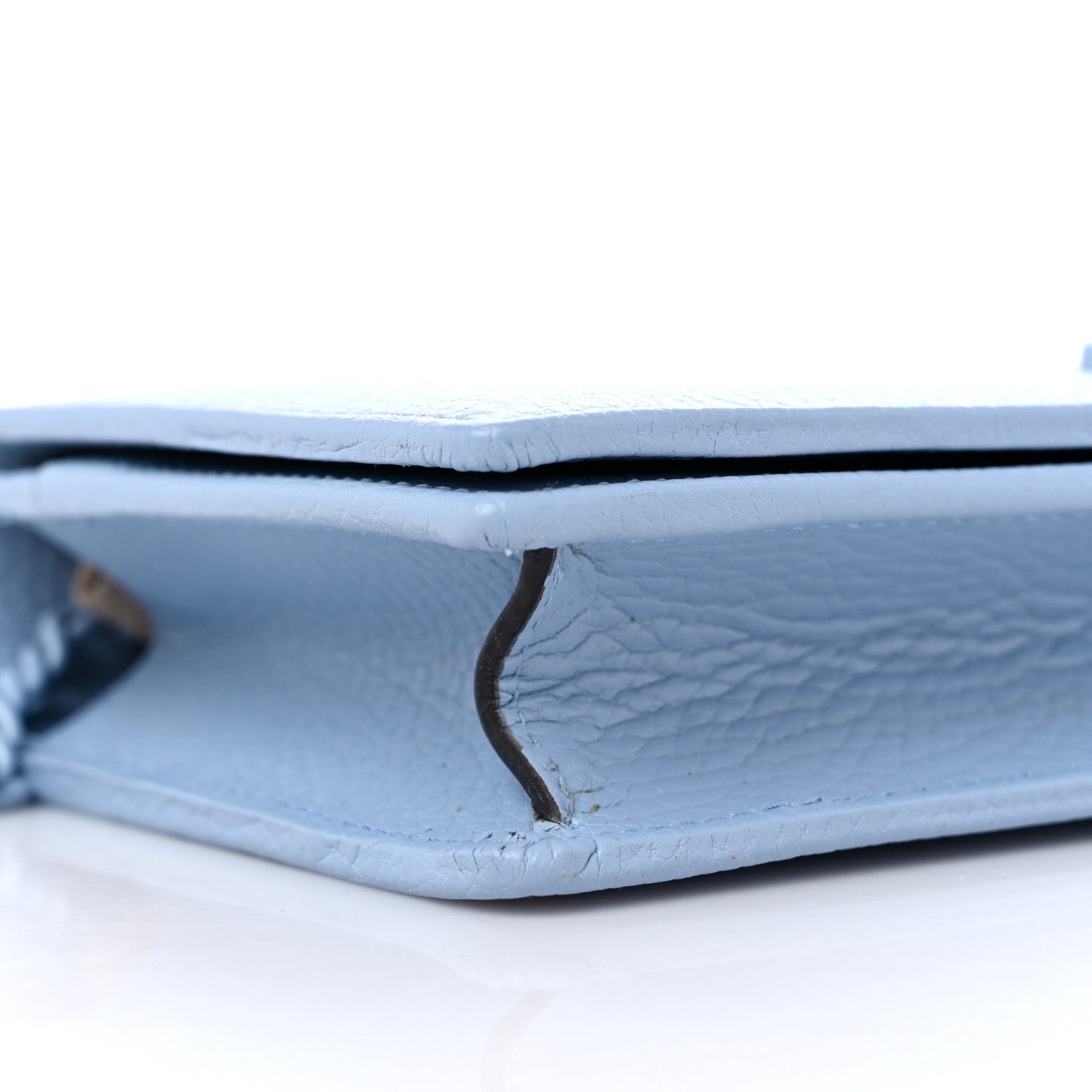 Gucci Dollar Calfskin Enamel Monochrome Mini GG Marmont Chain Wallet Porcelain Light Blue 8 of 9
