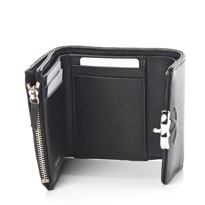 Chanel Grained Calfskin Quilted CC Box Compact Flap Wallet Black 5 of 8