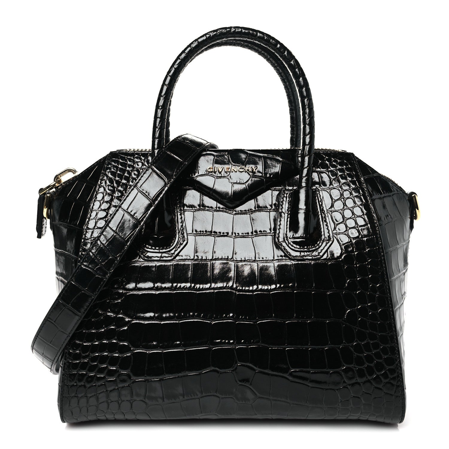 Givenchy Calfskin Crocodile Embossed Small Antigona Black 1 of 10