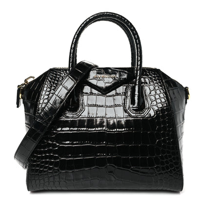 Givenchy Calfskin Crocodile Embossed Small Antigona Black 1 of 10