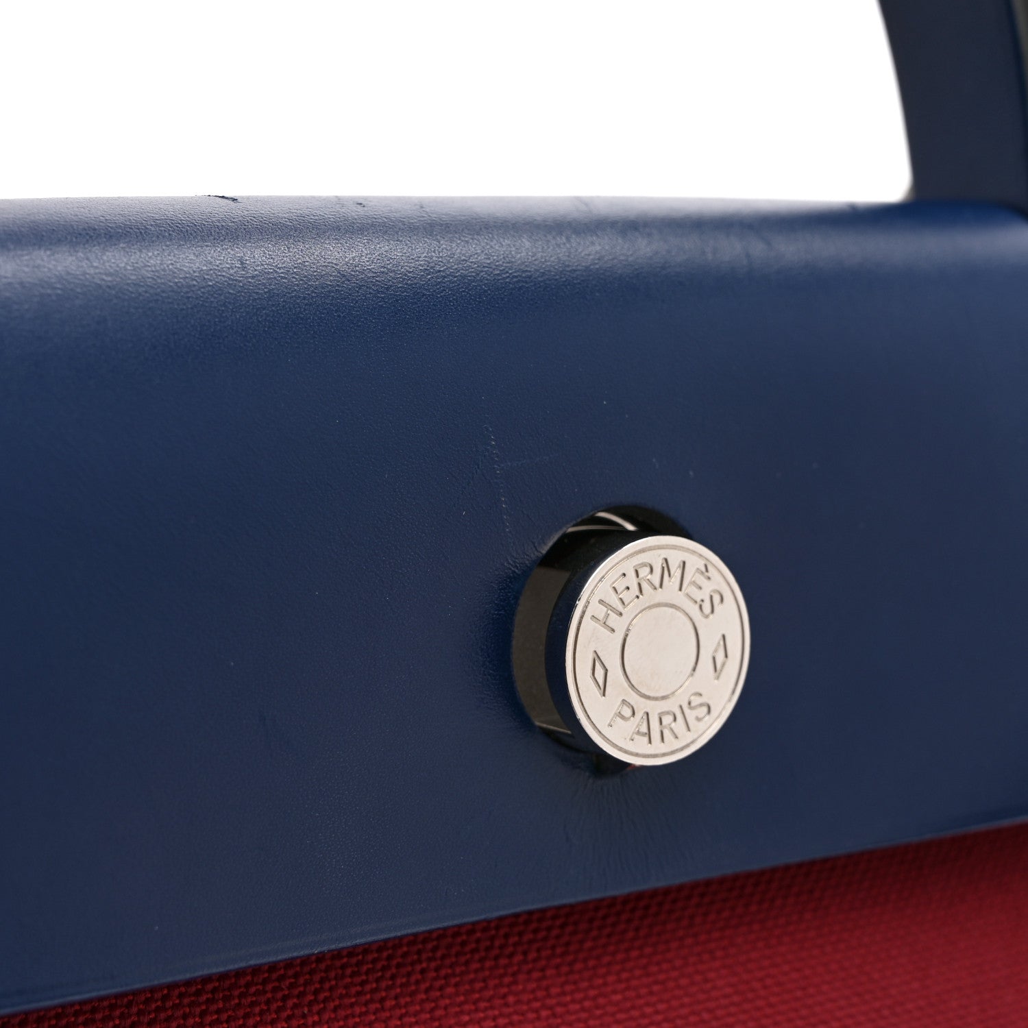 Hermes Military Toile Vache Hunter Herbag Zip 31 PM Rouge Grenat Bleu Saphir 12 of 14