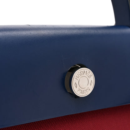 Hermes Military Toile Vache Hunter Herbag Zip 31 PM Rouge Grenat Bleu Saphir 12 of 14