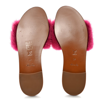 Louis Vuitton Mink Fur Lock It Flat Mule 37 Hot Pink 6 of 11