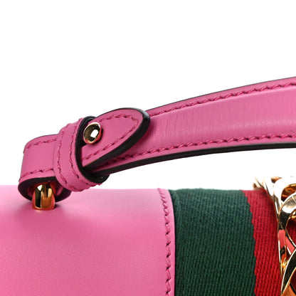 Gucci Vitello Fontanella Web Medium Sylvie Top Handle Bag Pink Tropical Flower 11 of 19