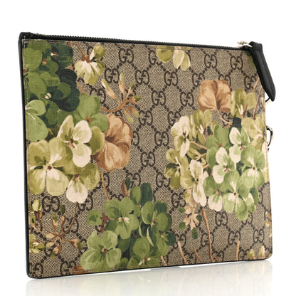 Gucci GG Supreme Monogram Blooms Small Zip Wristlet Pouch Beige New Military Black 3 of 8